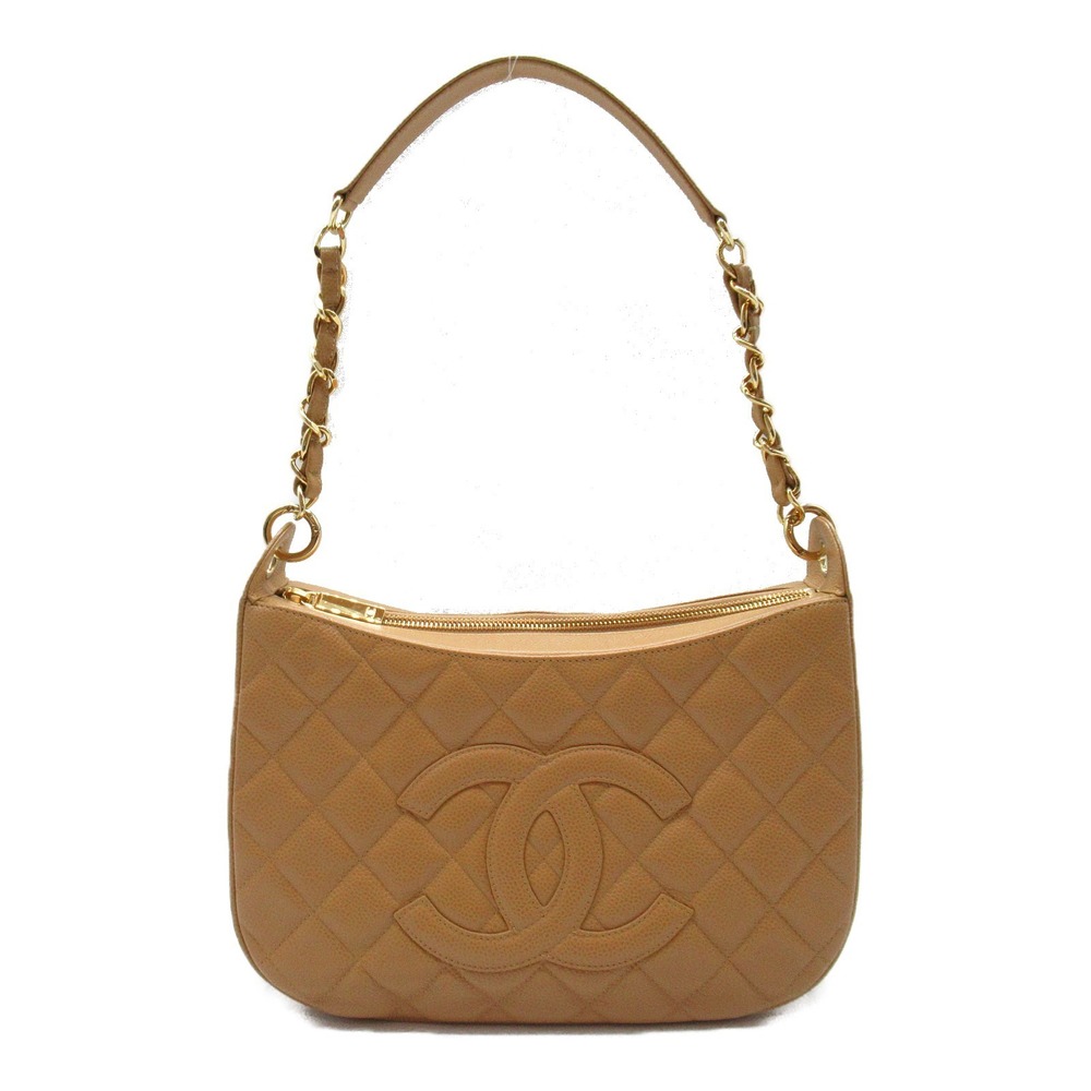 Chanel Matelasse One Shoulder Bag Caviar Skin Beige